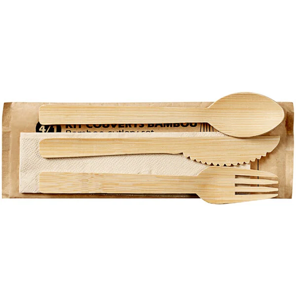 Wooden Cutlery KIT 4-PC MED WT (KFSN)